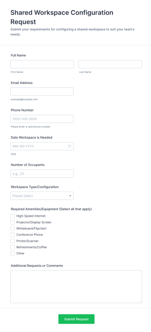 Shared Workspace Configuration Request Form Template