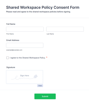 Shared Workspace Policy Consent Form Template