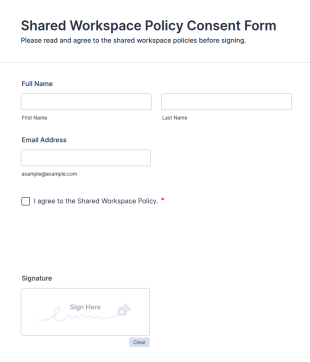 Shared Workspace Policy Consent Form Template