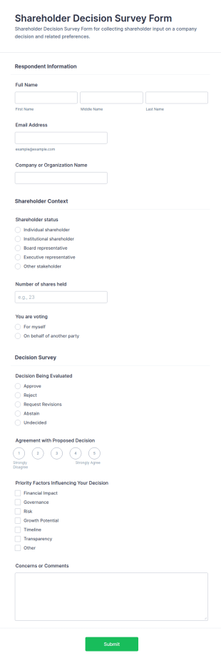 Shareholder Decision Survey Form Template