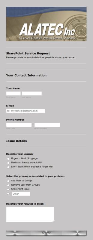 SharePoint Helpdesk Request Form Template