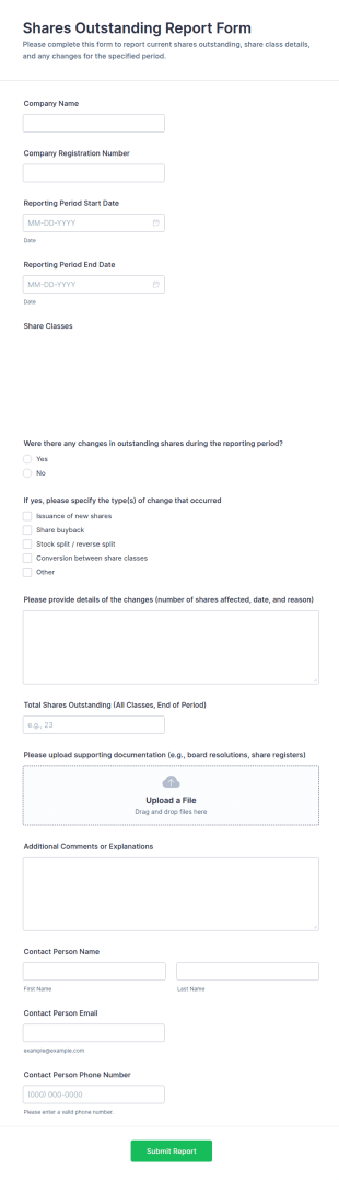 Shares Outstanding Report Form Template