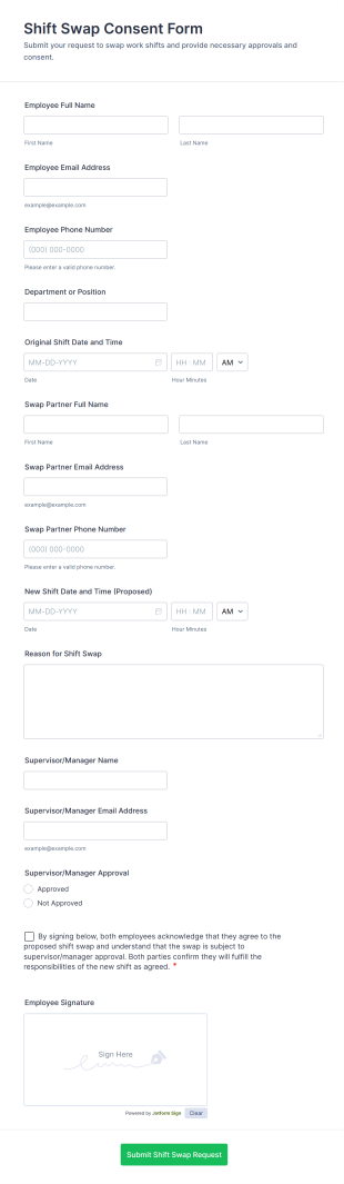 Shift Swap Consent Form Template