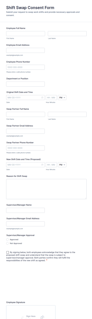 Shift Swap Consent Form Template