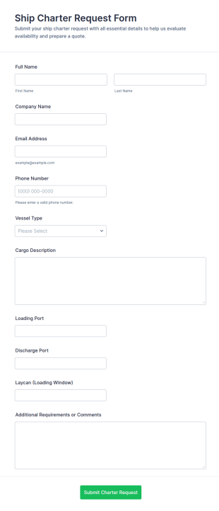 Ship Charter Request Form Template