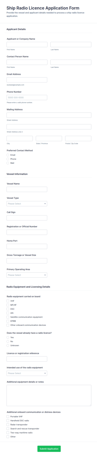 Ship Radio Licence Application Form Template
