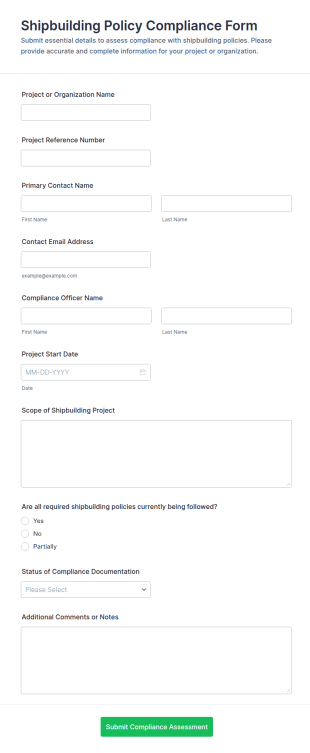 Shipbuilding Policy Compliance Form Template