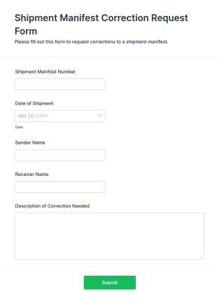 Shipment Manifest Correction Request Form Template