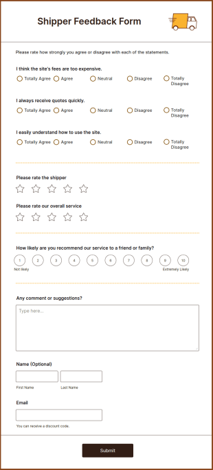 Shipper Feedback Form Template