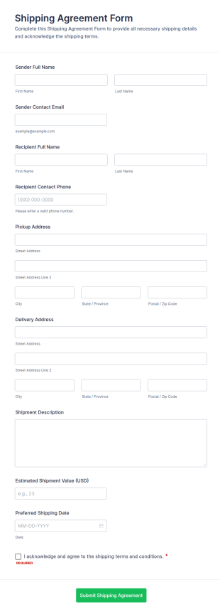 Shipping Agreement Form Template