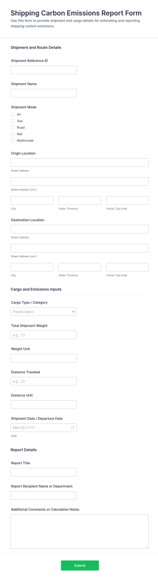 Shipping Carbon Emissions Report Form Template
