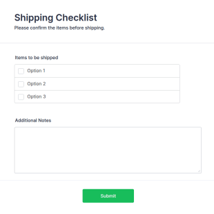 Shipping Checklist Form Template