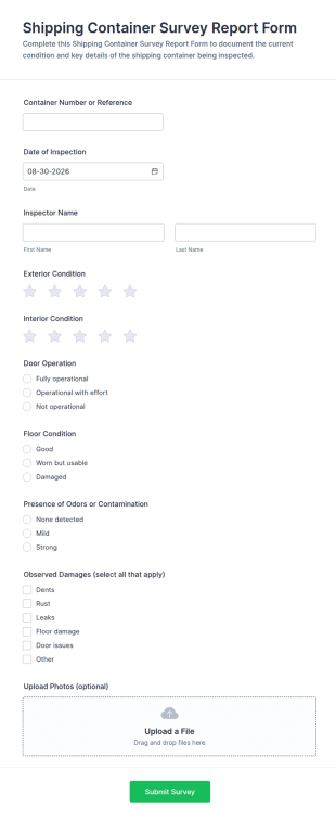 Shipping Container Survey Report Form Template