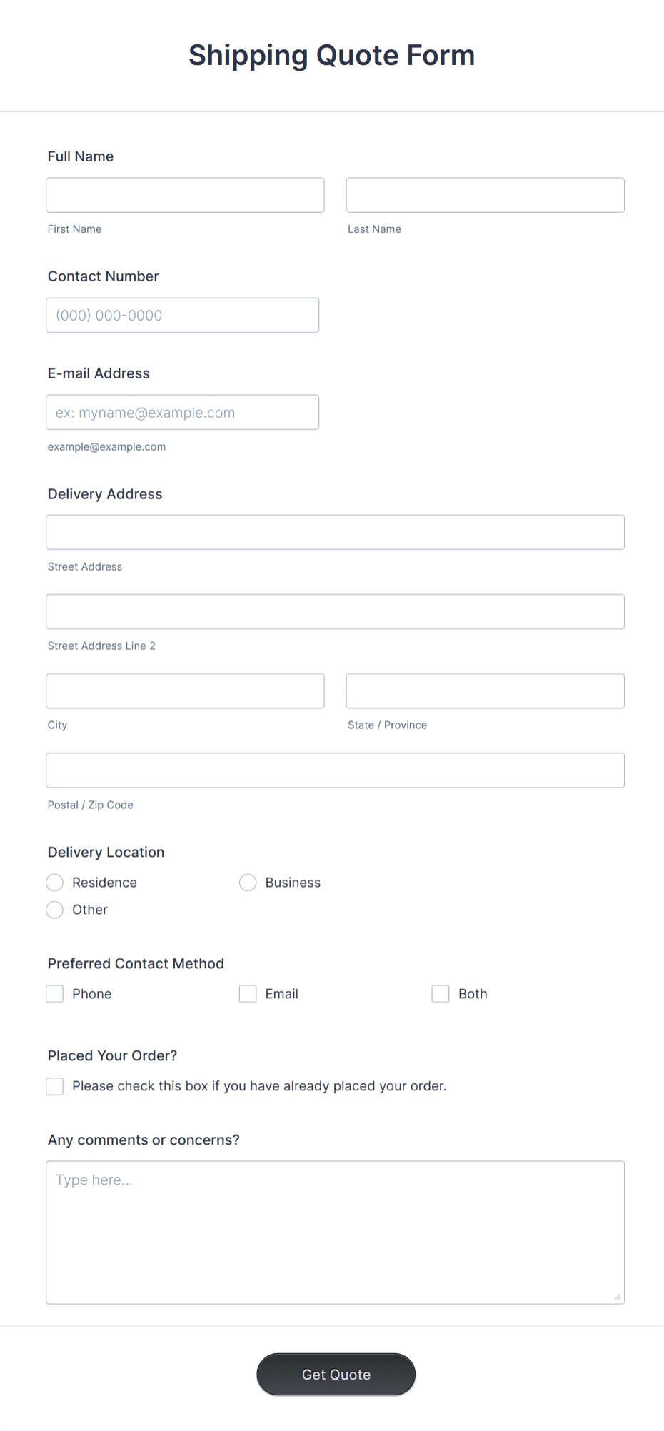 Shipping Quote Form Template | Jotform