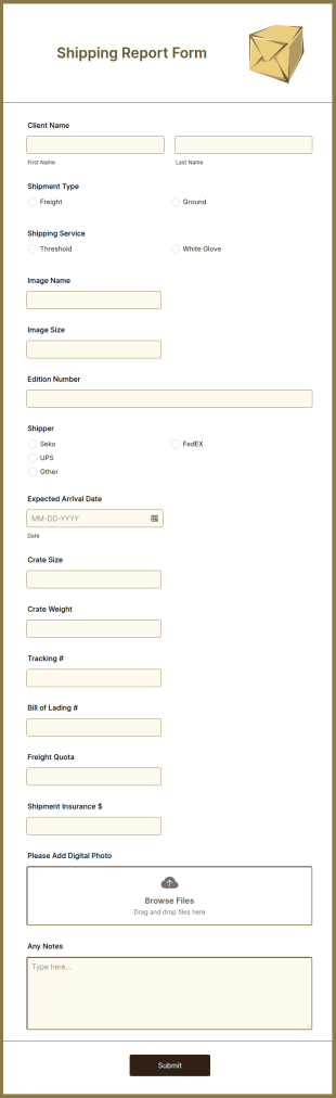 Shipping Report Form Template