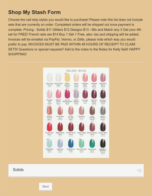 Shop My Stash Form Template