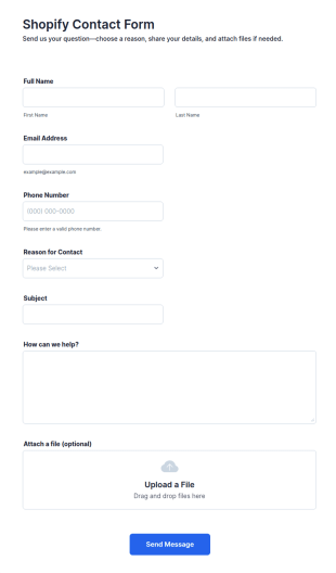 Shopify Contact Form Template