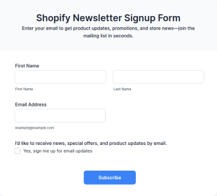 Shopify Newsletter Signup Form Template