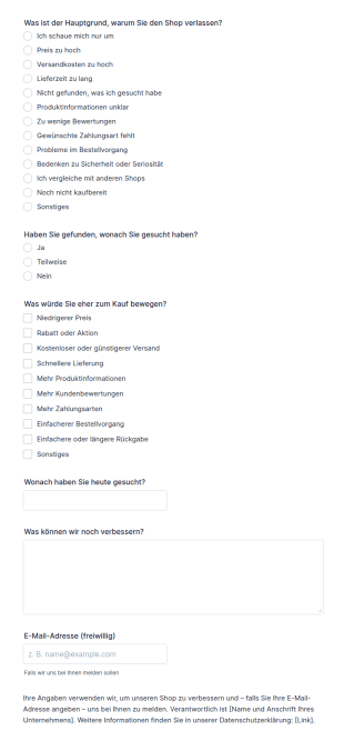 Shopify Umfrage Zum Kaufabbruch