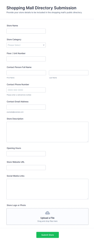 Shopping Mall Directory Submission Form Template