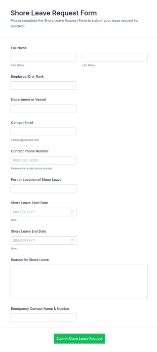 Shore Leave Request Form Template