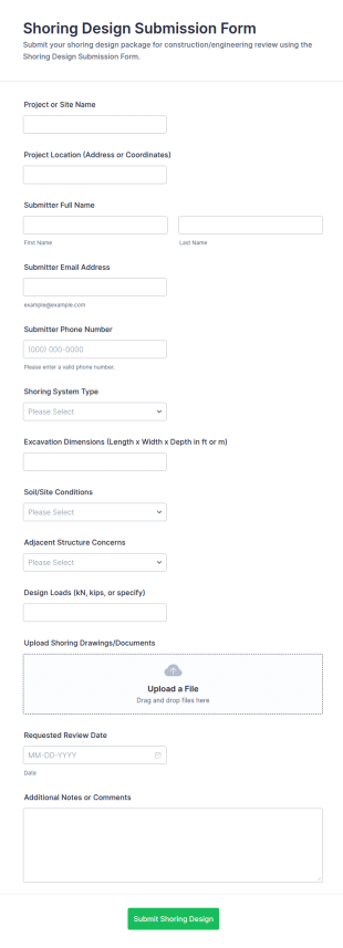 Shoring Design Submission Form Template