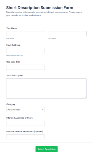 Short Description Submission Form Template