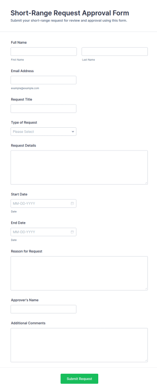 Short Range Request Approval Form Template