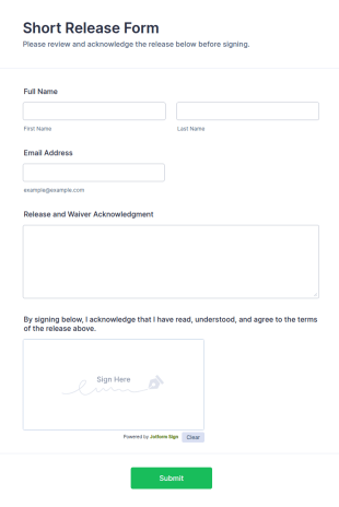 Short Release Form Template