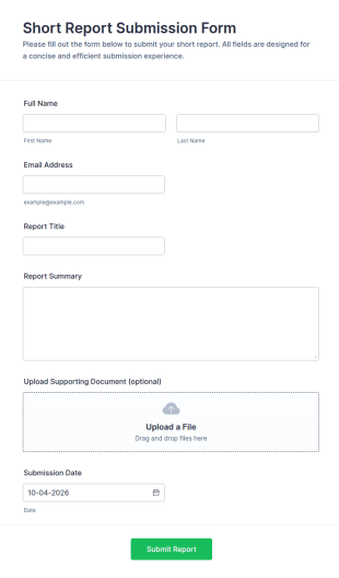 Short Report Submission Form Template