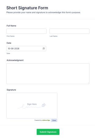 Short Signature Form Template