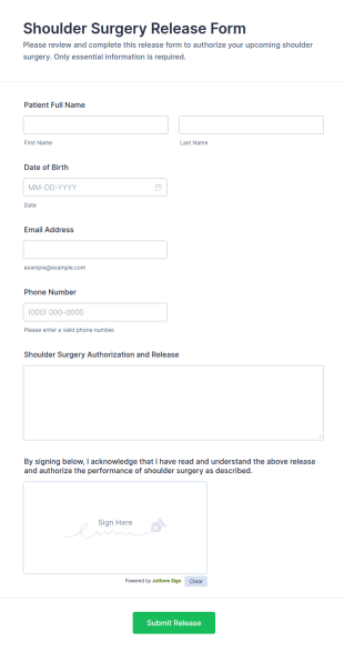 Shoulder Surgery Release Form Template