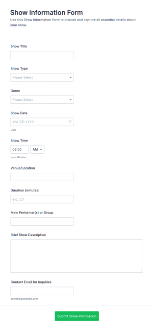Show Information Form Template