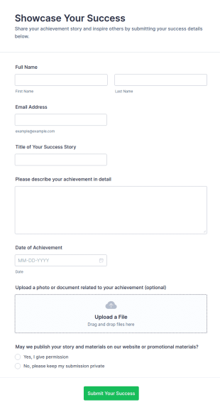 Showcase Your Success Form Template