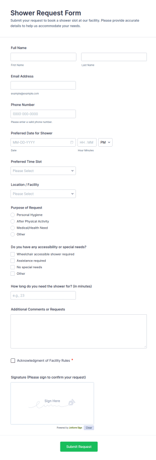 Shower Request Form Template
