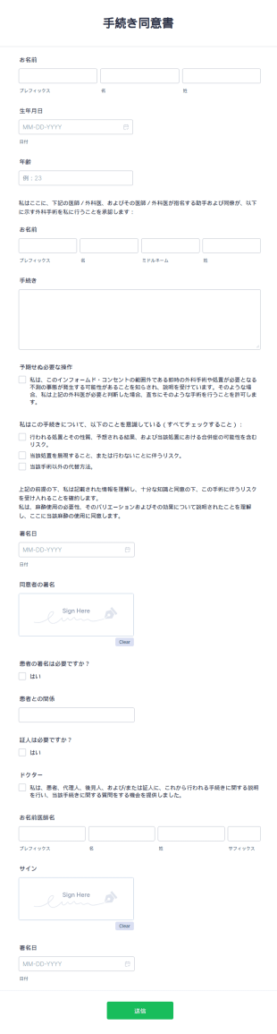 手続き同意書
