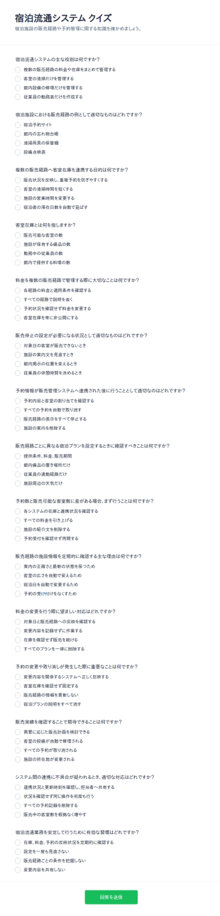 宿泊流通システム利用状況クイズ
