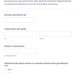 Siber Güvenlik Kontrol Listesi Form Şablonu