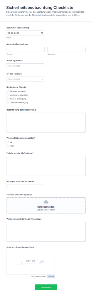 Sicherheitsaudit Checkliste Formular