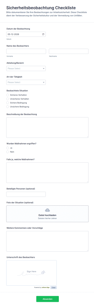 Sicherheitsaudit Checkliste Formular