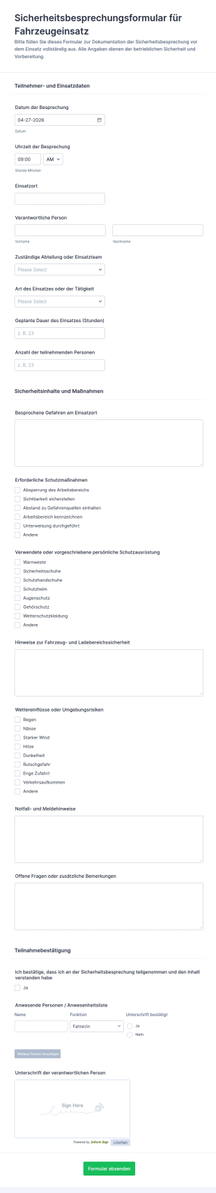 Sicherheitsbesprechung Für Anhänger Checklist 🚧
