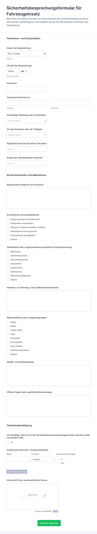 Sicherheitsbesprechung Für Anhänger Checklist 🚧