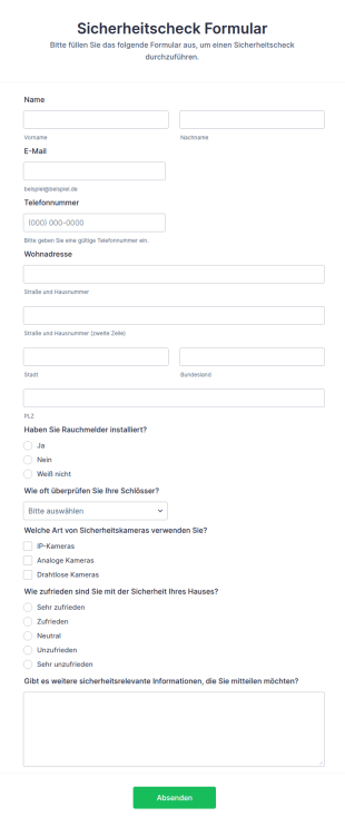 Sicherheitscheck Formular