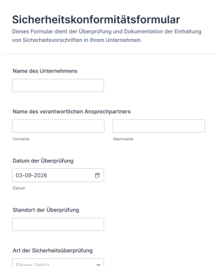 Sicherheitskonformitätsformular