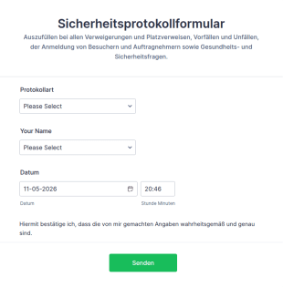 Sicherheitsprotokollformular