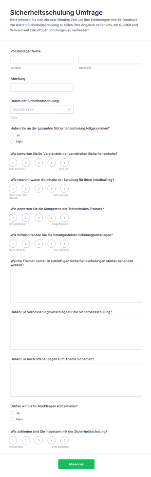Sicherheitsschulung Umfrage