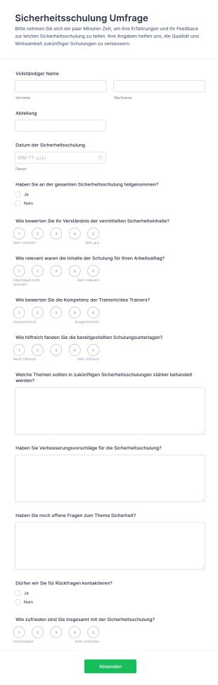 Sicherheitsschulung Umfrage