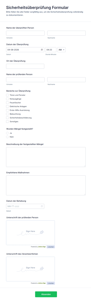 Sicherheitsüberprüfungsformular