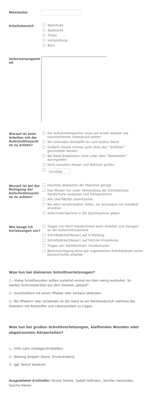 Sicherheitsunterweisung SH_ASI_Aufschnittmaschine Form Template