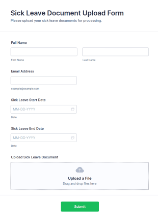 Sick Leave Document Upload Form Template